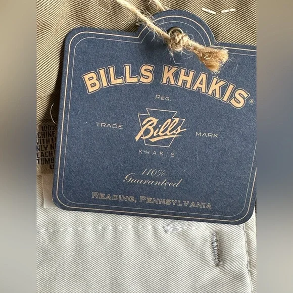 Bills Khakis NWT Trim Fit Trade Bills Mark 100 % Cotton Dark Brown Khaki…
